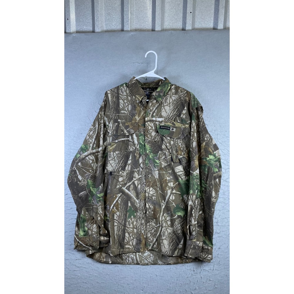 Winchester Hunting Shirt Mens Large Camo Excellent Long Sleeve WLC006 Rugged